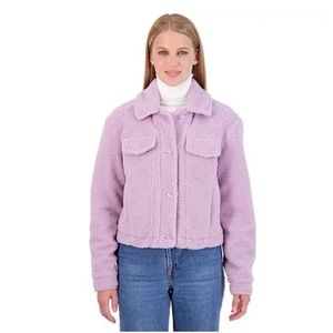 Juniors' Sebby Teddy Sherpa Crop Jacket NWT Size XL - Lilac Purple